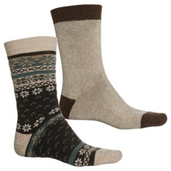 Columbia Men's 6-12 Fleece Medium-Weight Thermal Crew Socks Fair Isle 2 Pairs - Picture 1 of 6